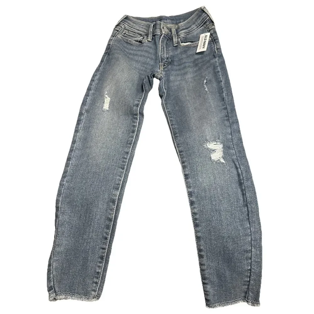 Old Navy Girls High Rise Rockstar 360° Skinny Jeggings Dark Wash Size 8 Kids